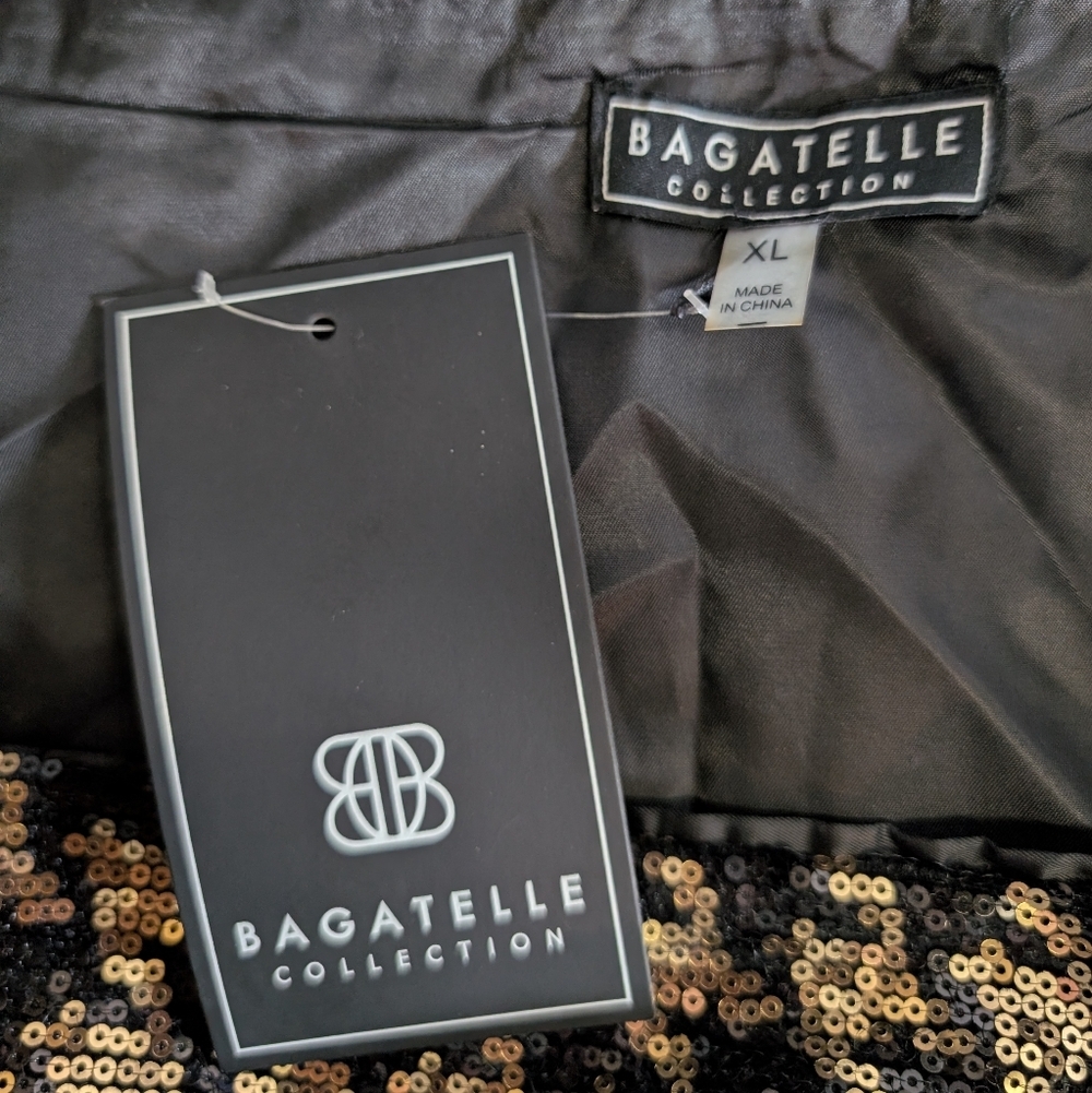 Bagatelle Collection Black and Gold Houndstooth  Sequin Mini Skirt  XL NWT - Picture 7 of 9
